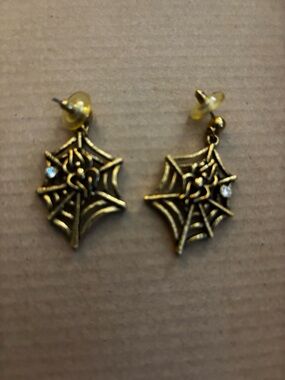 Gold Spider Web Drop Earrings - Women Jewelry